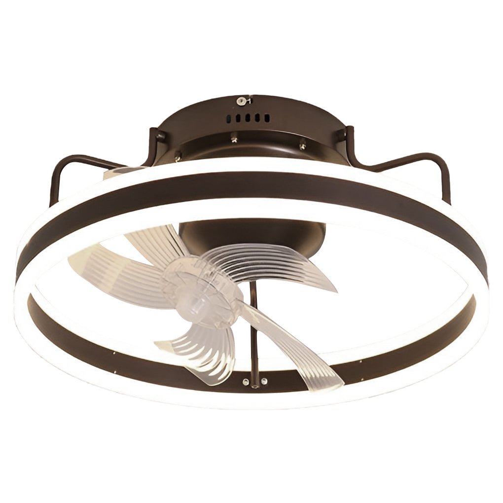 Round 360° Rotating Dimmable LED Silent Ceiling Fan Light with Remote Control - Dazuma