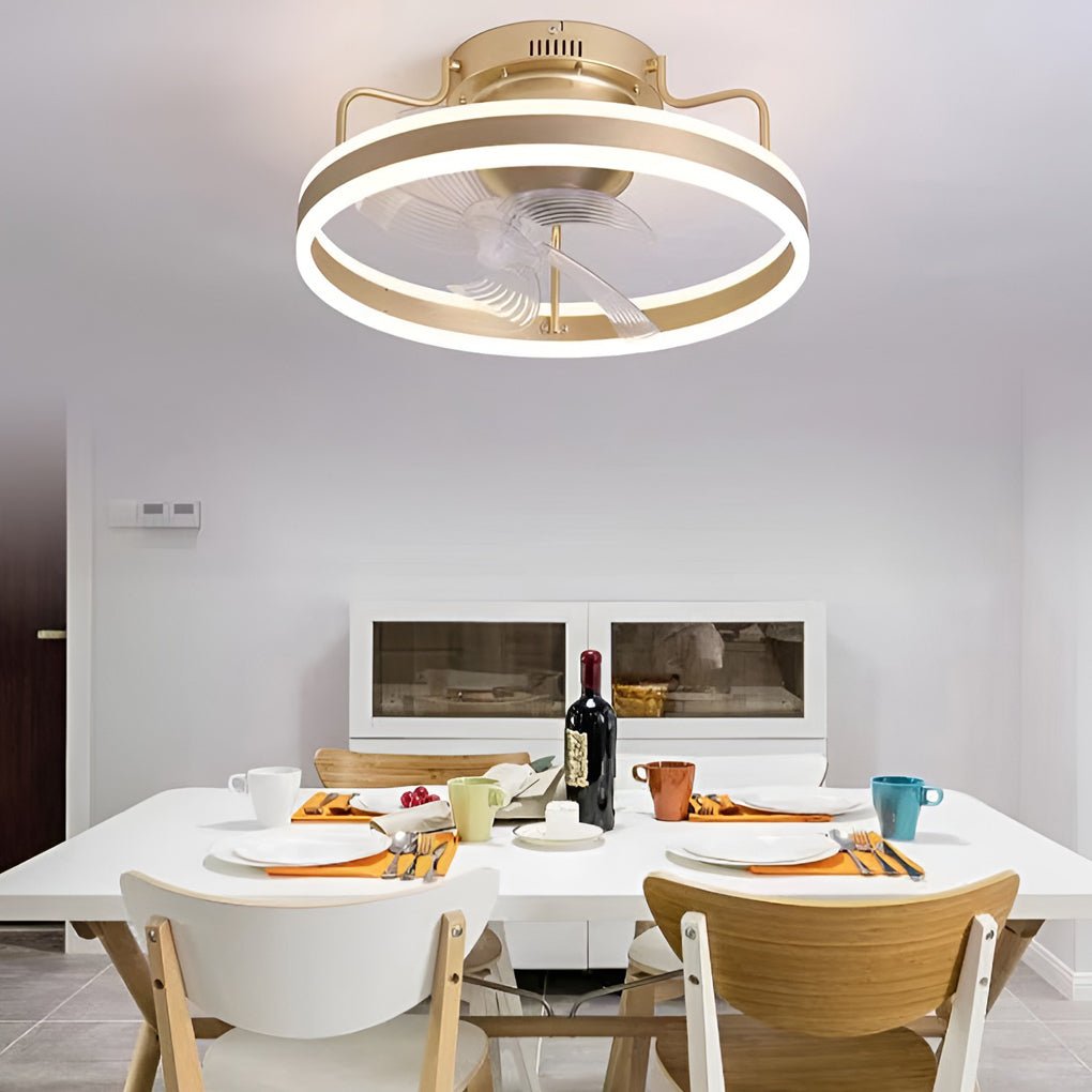 Fan Revolving Light Round 360° Rotating Dimmable LED Silent Ceiling Fan Light with Remote ...