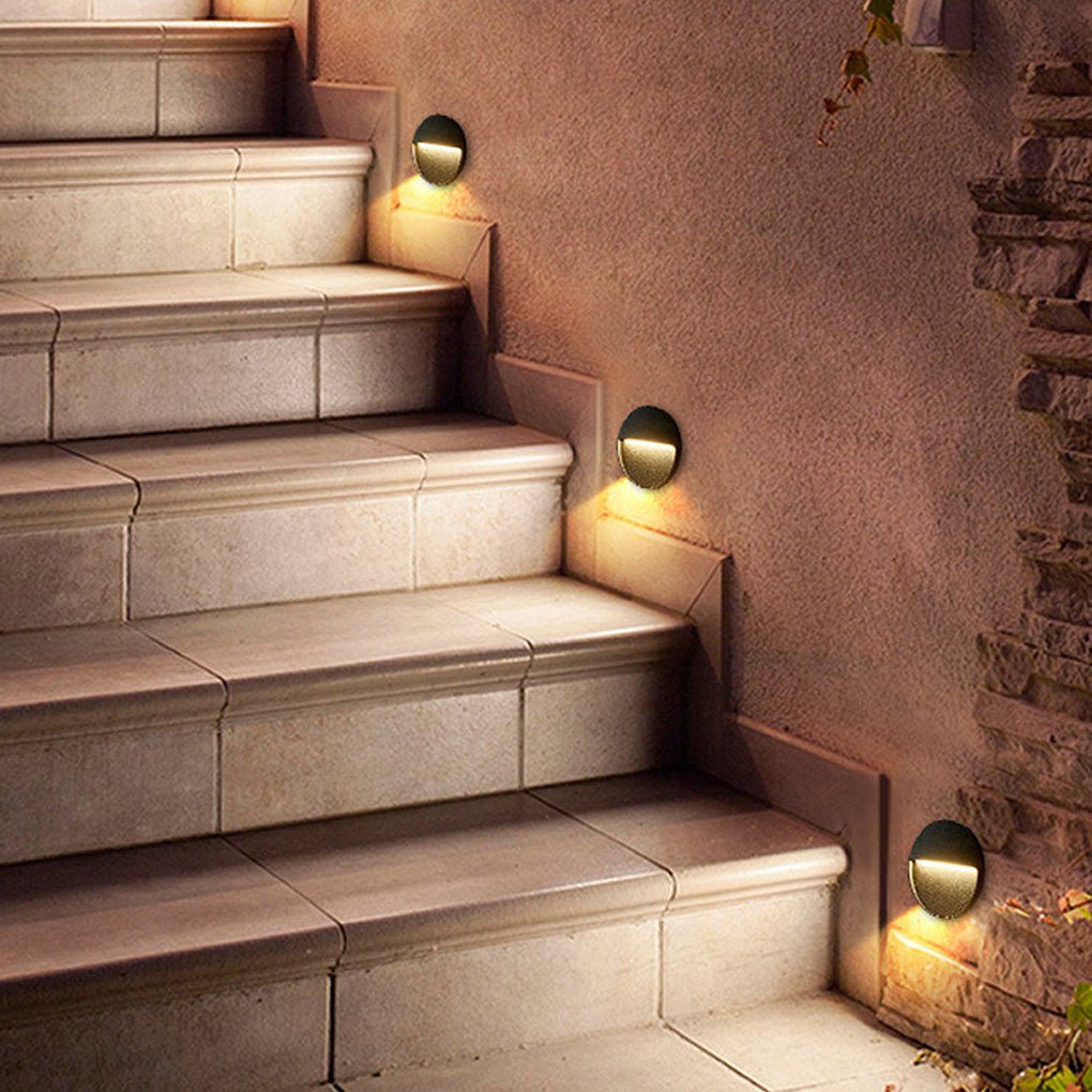 Round Creative Waterproof Stair Lights Outdoor Wall Lights Step Lights Stairway Sconces - Dazuma