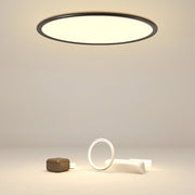 Close-up of round LED ceiling light edge and frame detail