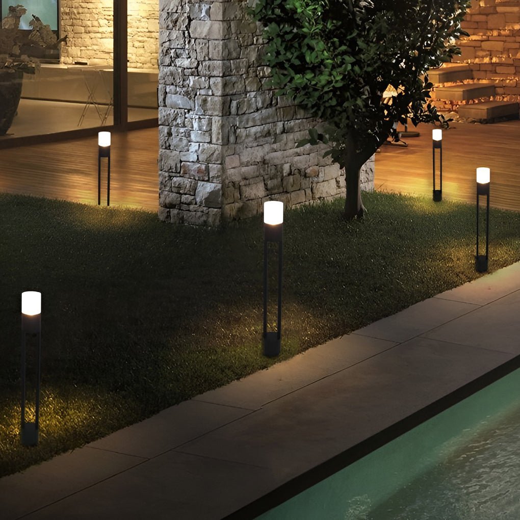 Round Minimalist Outdoor Post Lights Waterproof LED Pole Light Outdoor Lights - Dazuma