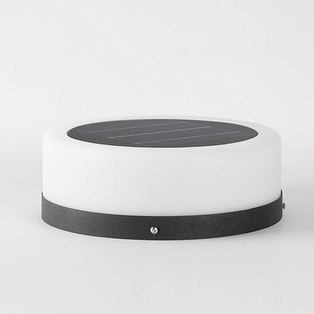 Round pillar lights with a close-up of the light and sleek design.