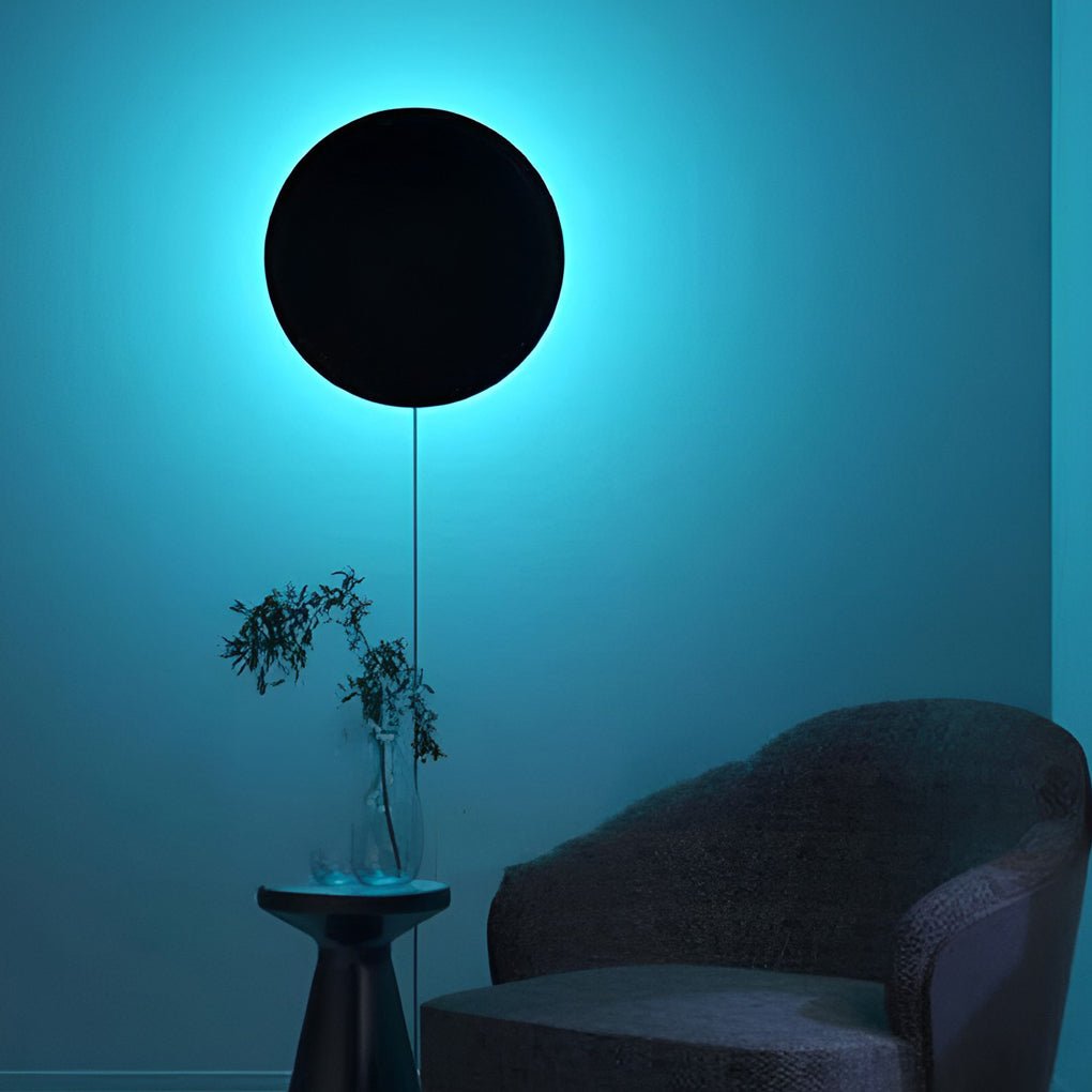 Round Remote Control RGB LED Black Modern Sconces Wall Lamp Wall Light - Dazuma
