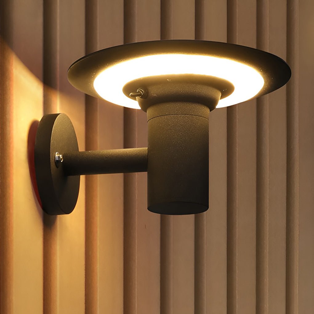 Round UFO - shaped LED Waterproof Solar Modern Outdoor Sconces Wall Lamp