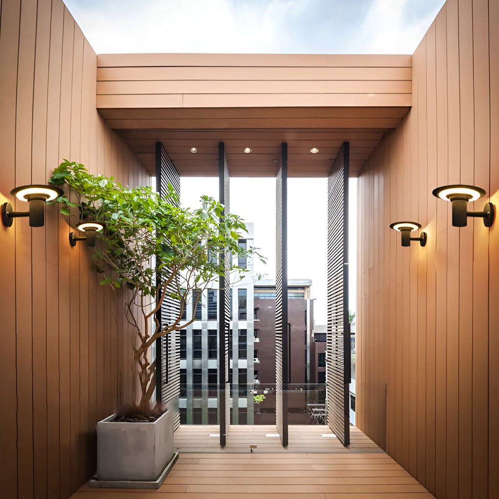 Round UFO - shaped LED Waterproof Solar Modern Outdoor Sconces Wall Lamp