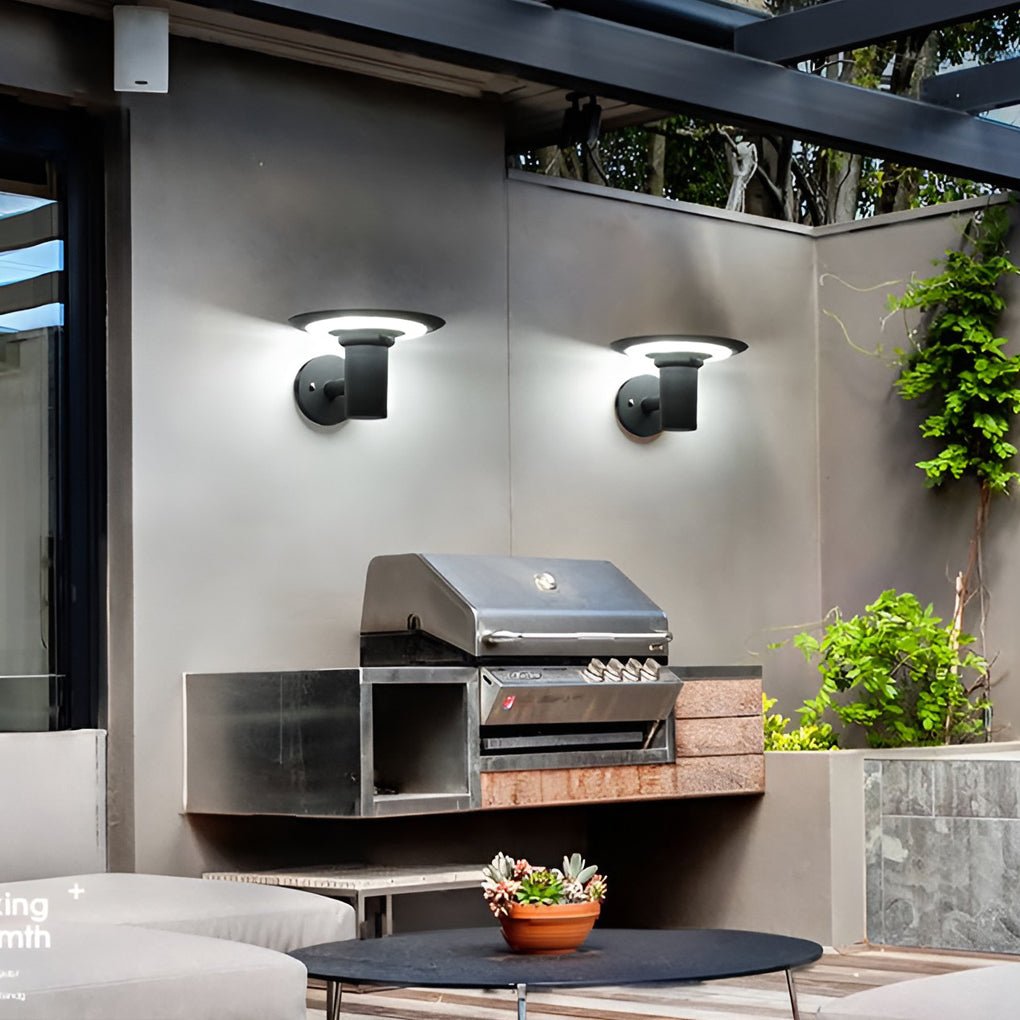 Round UFO - shaped LED Waterproof Solar Modern Outdoor Sconces Wall Lamp