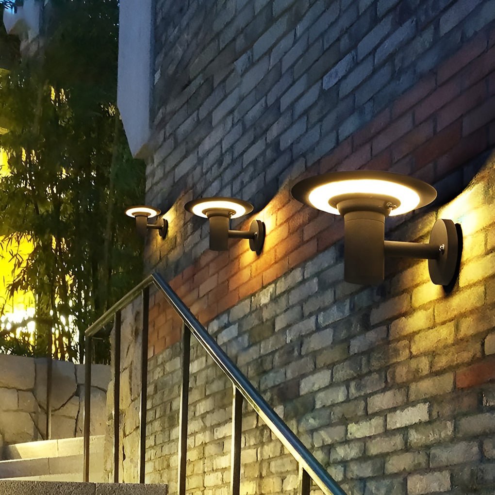 Round UFO - shaped LED Waterproof Solar Modern Outdoor Sconces Wall Lamp
