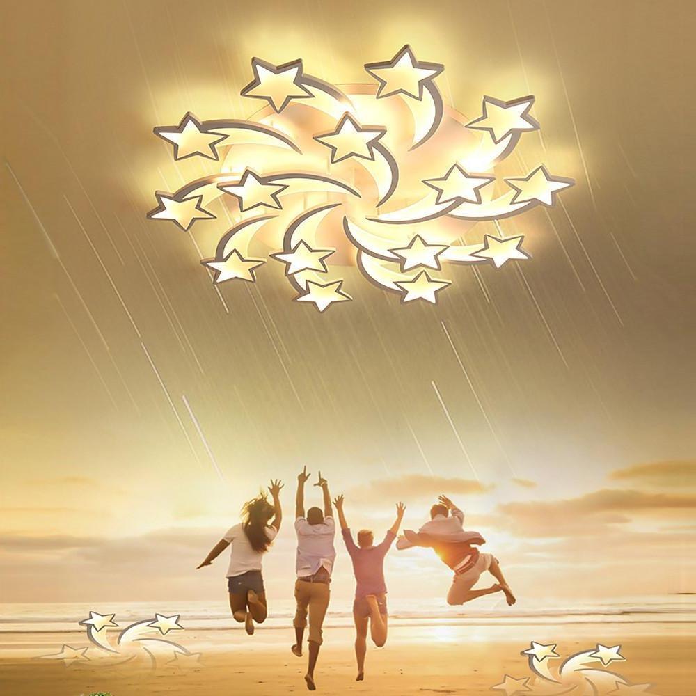 Celestial Shooting Stars Flush Mount Ceiling Light - LED, Dimmable, White, 5 to 15 Star Lights