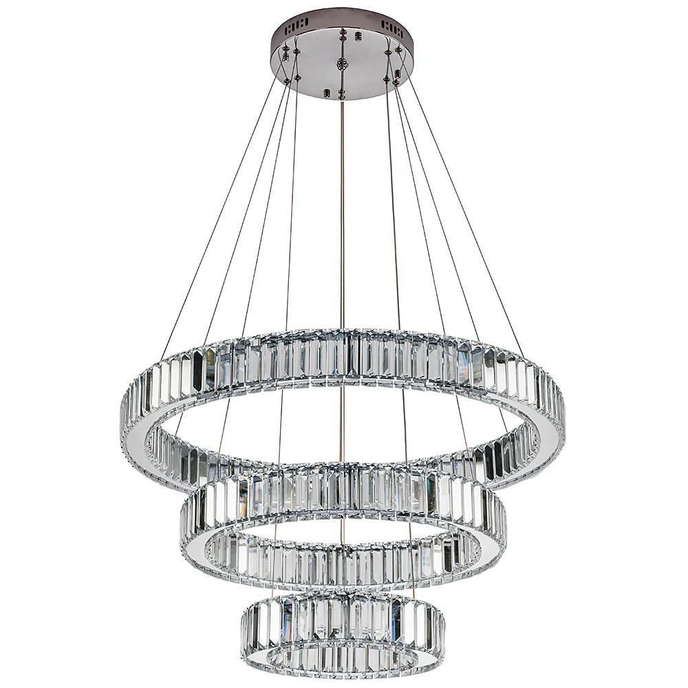 Chrome Crystal 3 - Tier Pendant Light Modern Chandelier