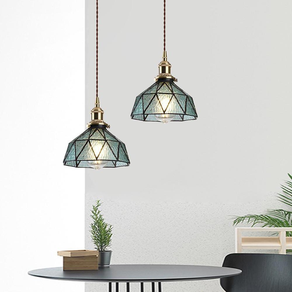 8'' LED 1-Light Single Design Pendant Light Nordic Style Vintage Glass Metal Island Lights-dazuma
