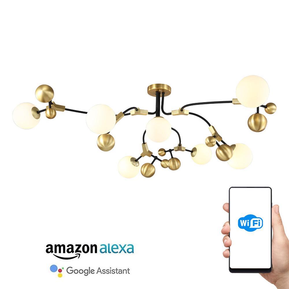 Gold Sputnik Chandelier Cle - Style Chandelier Light with 7 LED Lights