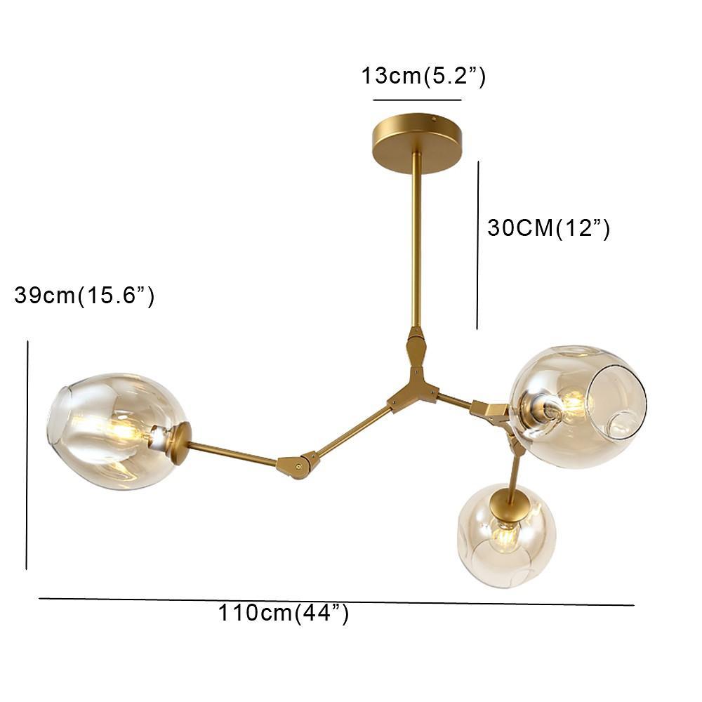 43'' LED 3-Light New Design Creative Chandelier Modern Artistic Metal Glass Geometrical Sputnik Sputnik Design-dazuma