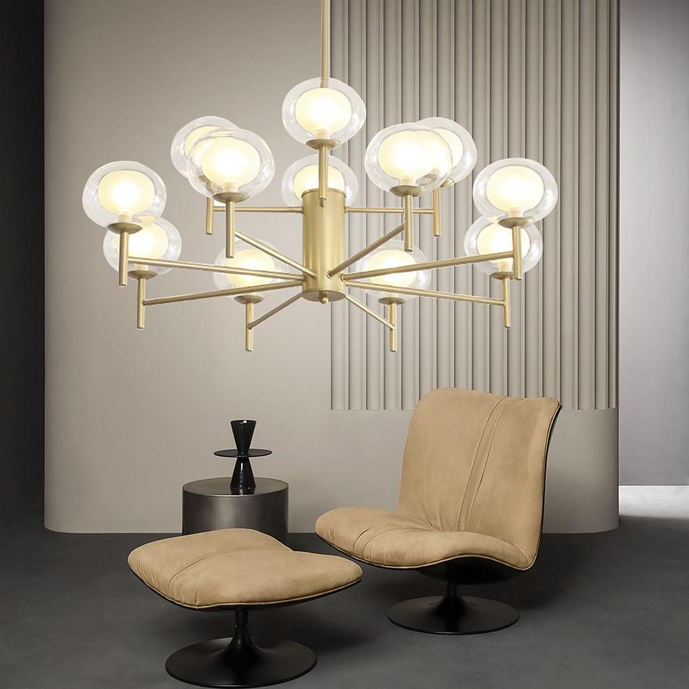 35'' LED 12 Bulbs Cluster Design Sputnik Design Chandelier Nordic Style Modern Metal Glass Chandeliers