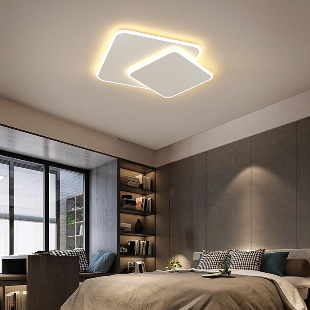 2 - Light White Square LED Flush Mount Ceiling Light for Bedroom