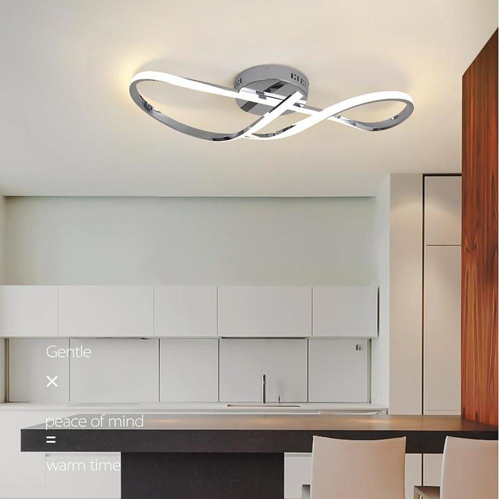 Wavy Pretty LED Nordic Linear Dimmable Semi - Flush Mount Ceiling Light