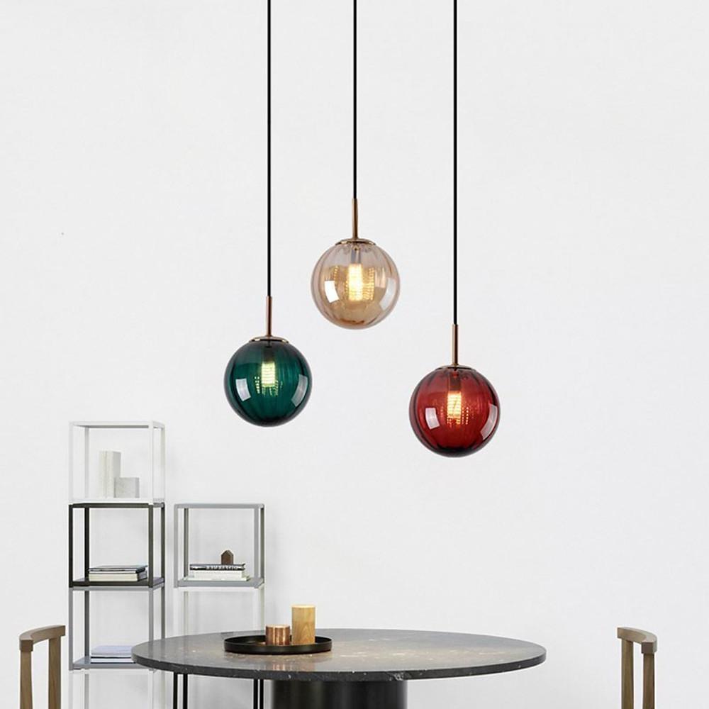 Ball - shaped Electroplated Metal Glass LED Modern Pendant Lighting