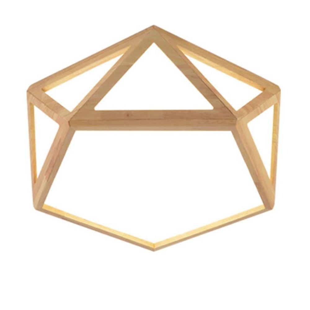 Geometric Shape Rustic Flush Mount Ceiling Light Wood Acrylic LED Light