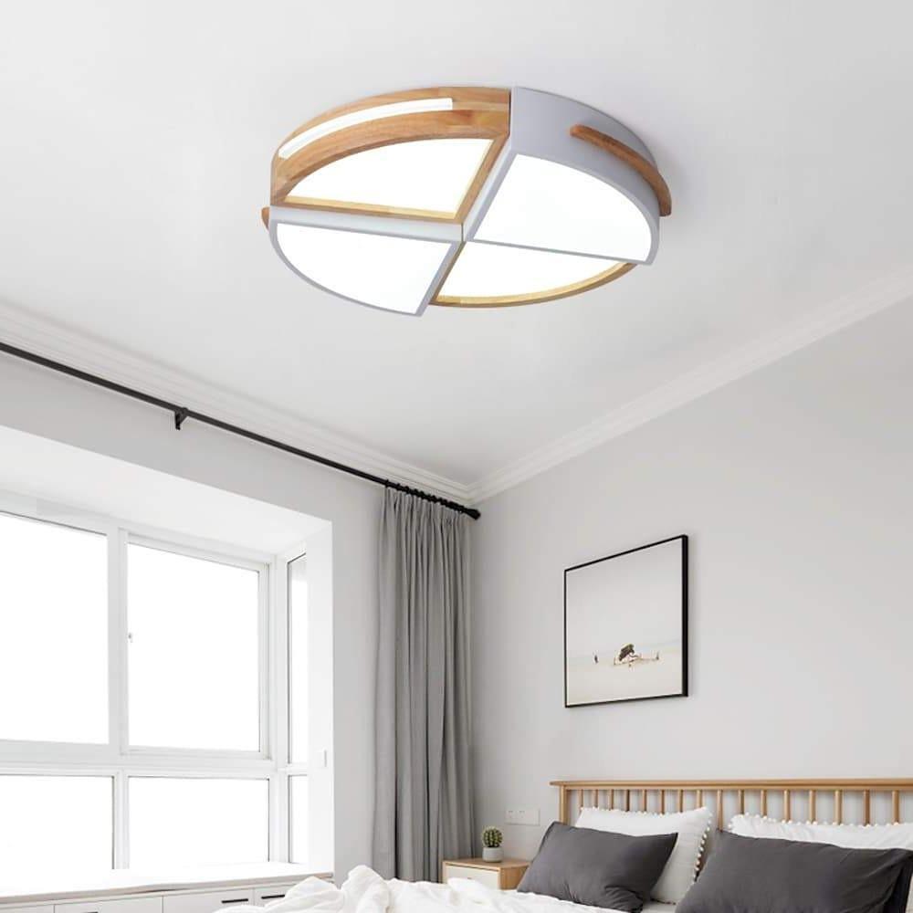 20'' LED 1-Light Dimmable Flush Mount Lights Nordic Style Modern Metal Wood Bamboo Dimmable Ceiling Lights-dazuma