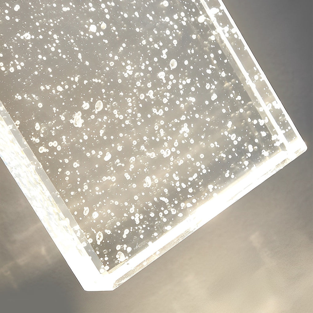 Close-up of seeded glass outdoor wall lighting, highlighting its textured glass design.