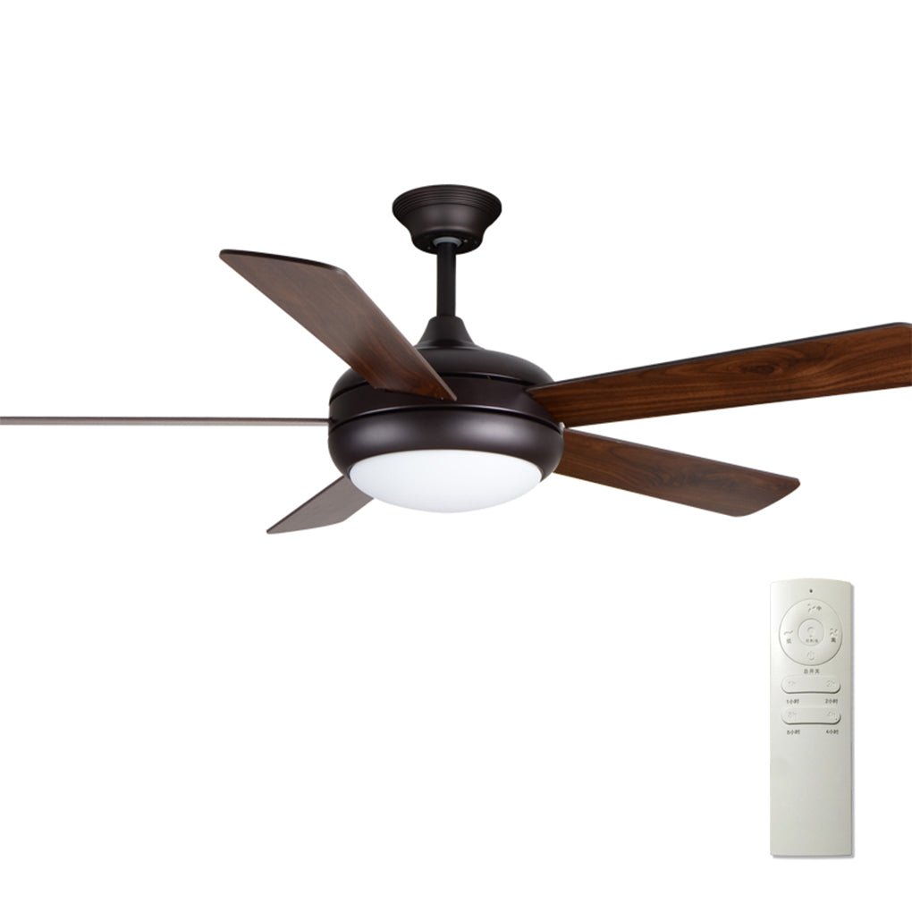 Semi-flush mount ceiling fan with light, front view of the fan and light.