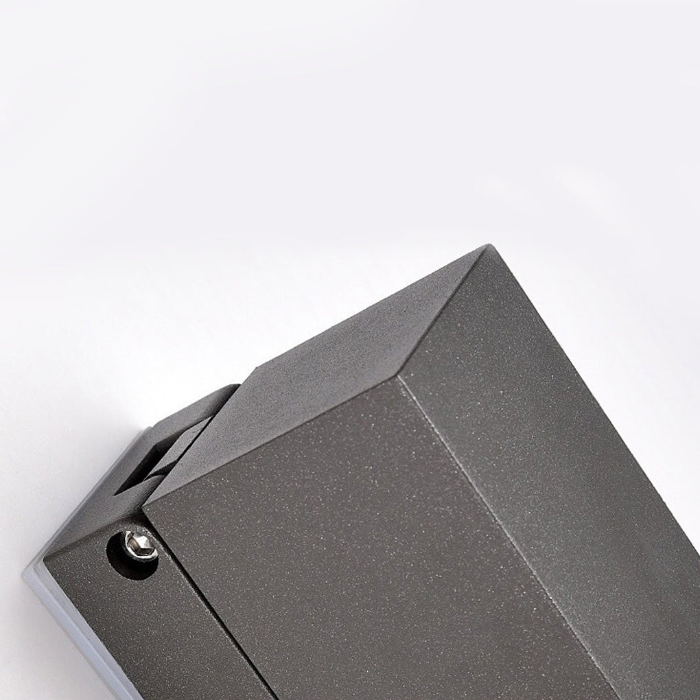 Black outdoor sensor wall lights, angled view showing modern design.