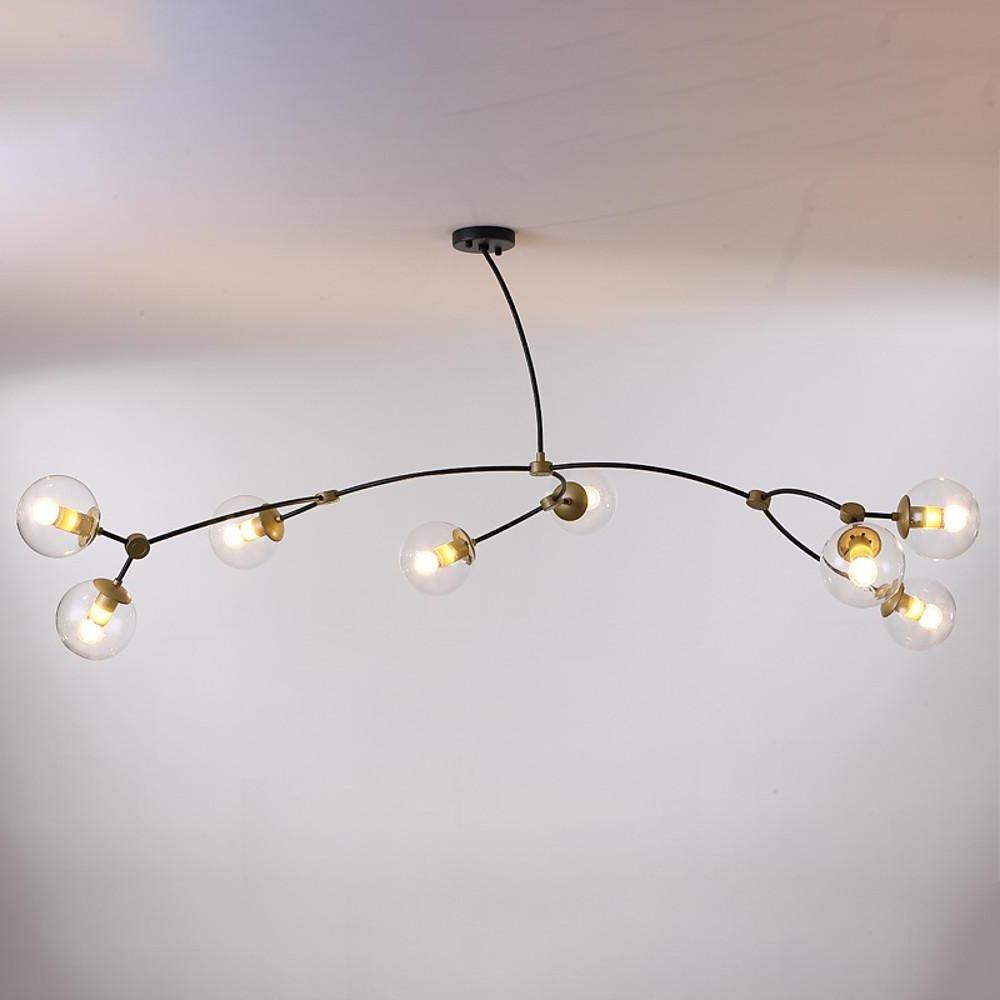 Modern 8 - Light LED Chandelier with Electroplated Metal and Glass Globes