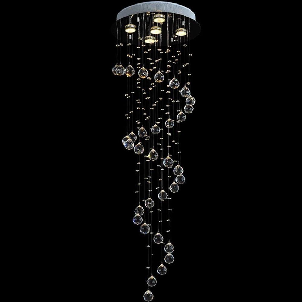 16'' LED 5-Light LED Crystal Pendant Light Modern Contemporary Metal Crystal Unique Chandeliers-dazuma