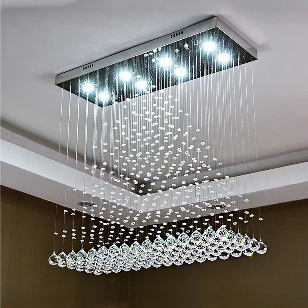 31'' LED 8-Light Designers Bulb Included Crystal Chandelier Chic & Modern Metal Crystal Chandeliers-dazuma
