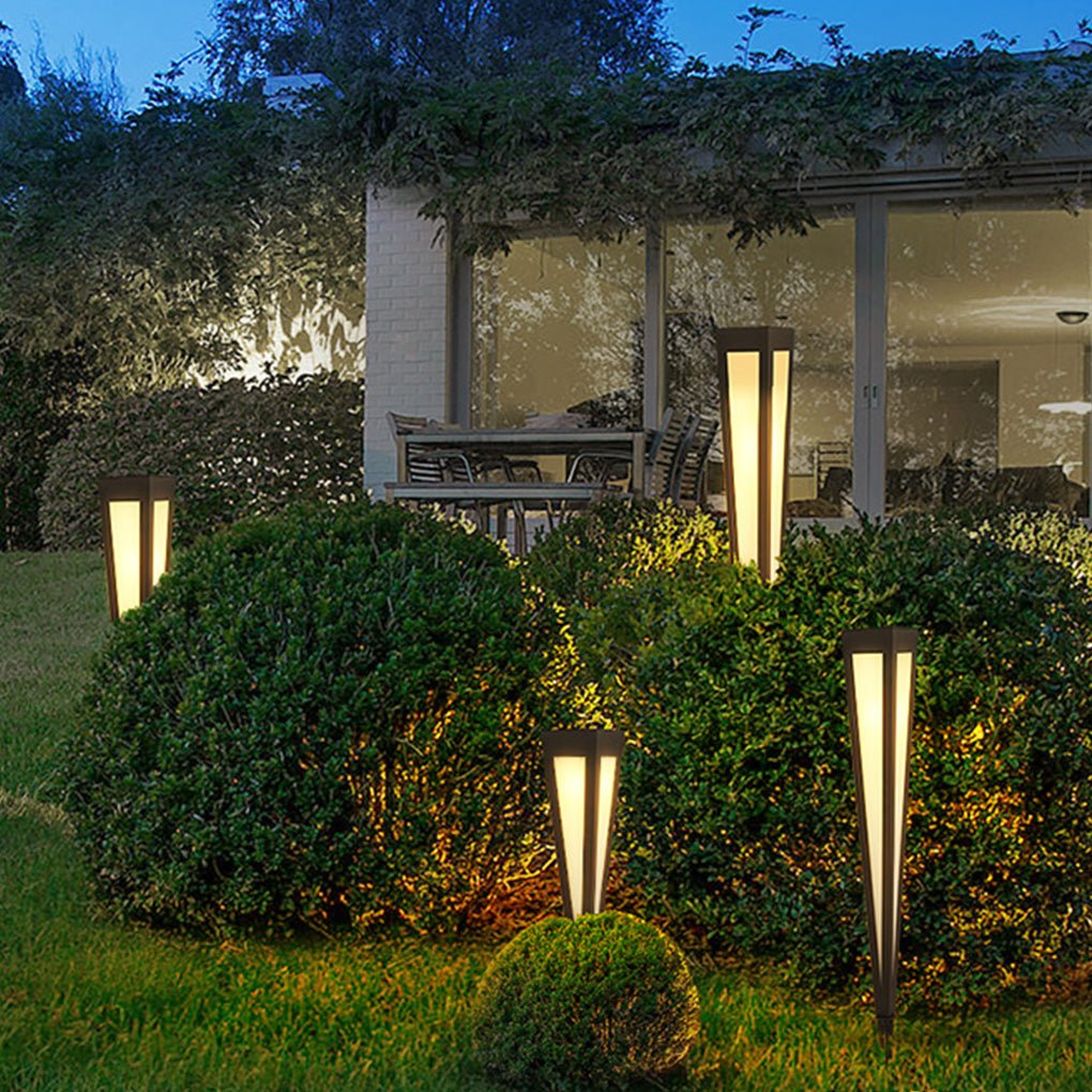 Adjustable RGB Solar LED Pathway Light Square Top & Conical Base Outdoor Lawn Lighting