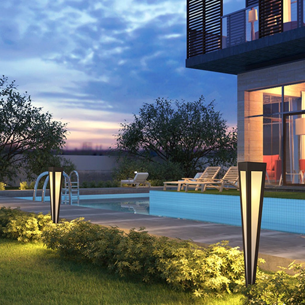 Adjustable RGB Solar LED Pathway Light Square Top & Conical Base Outdoor Lawn Lighting