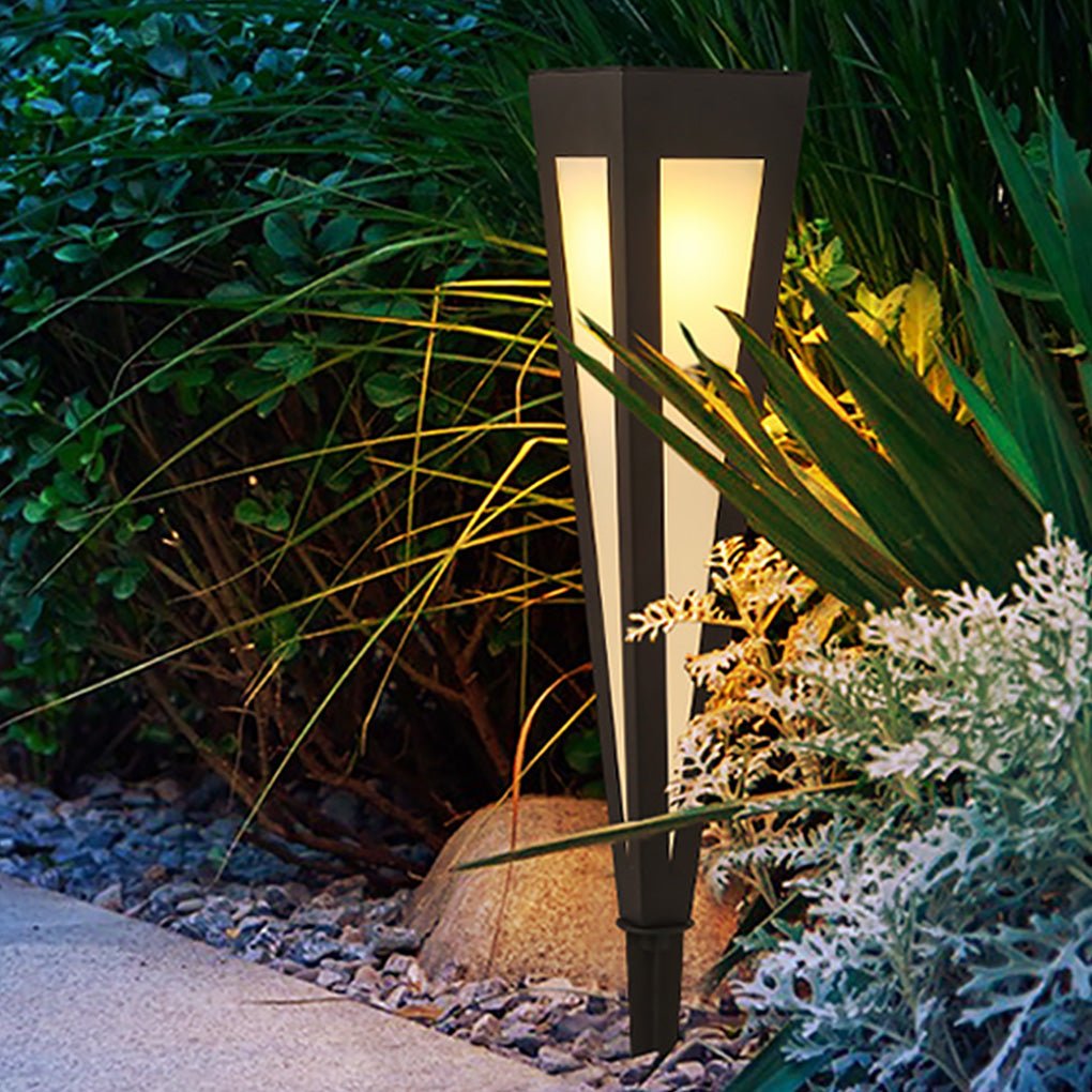 Adjustable RGB Solar LED Pathway Light Square Top & Conical Base Outdoor Lawn Lighting