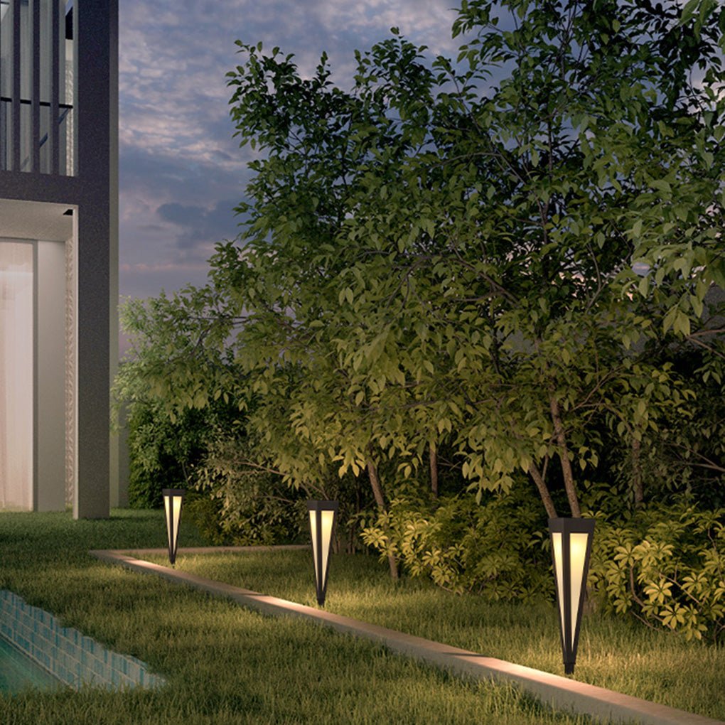 Adjustable RGB Solar LED Pathway Light Square Top & Conical Base Outdoor Lawn Lighting