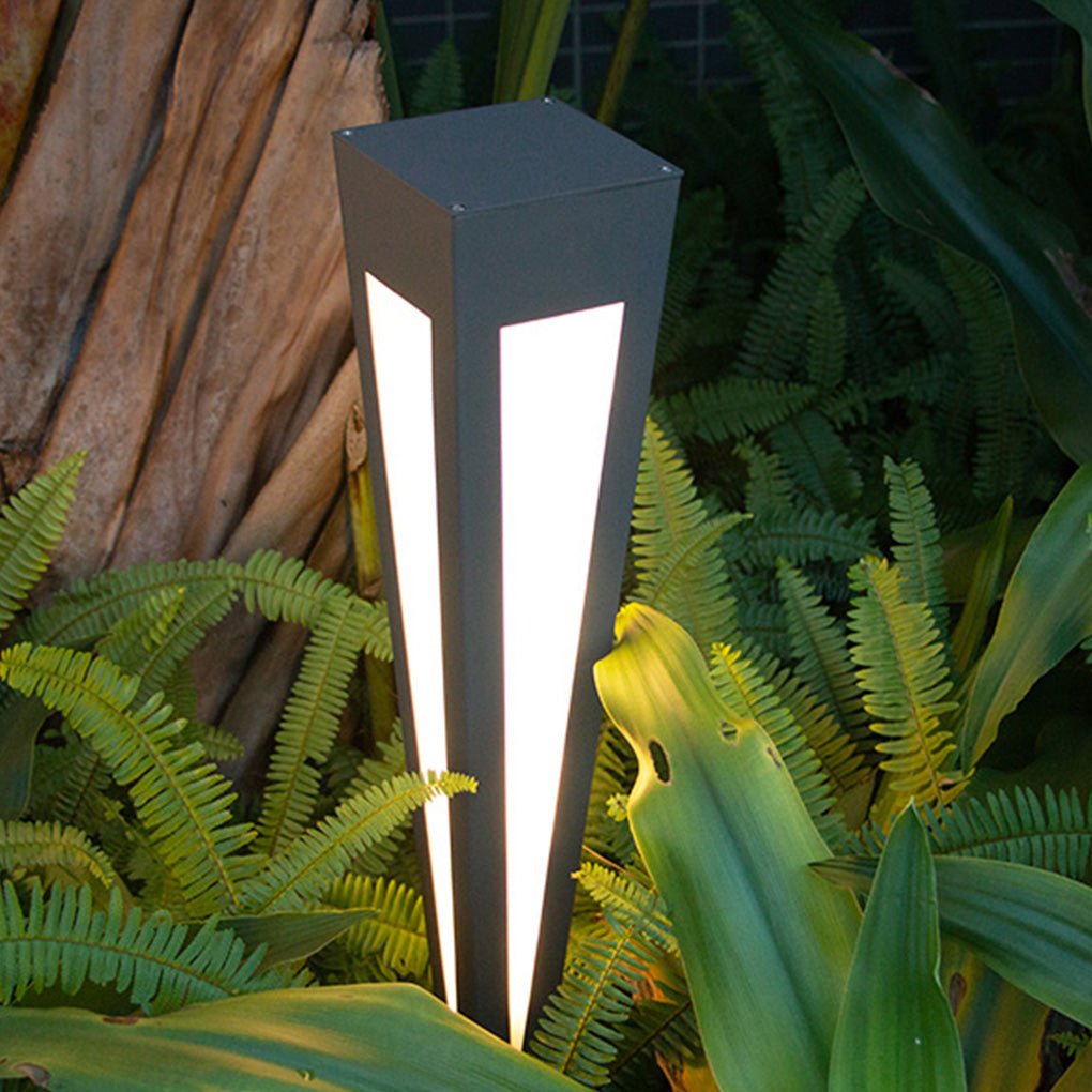 Adjustable RGB Solar LED Pathway Light Square Top & Conical Base Outdoor Lawn Lighting