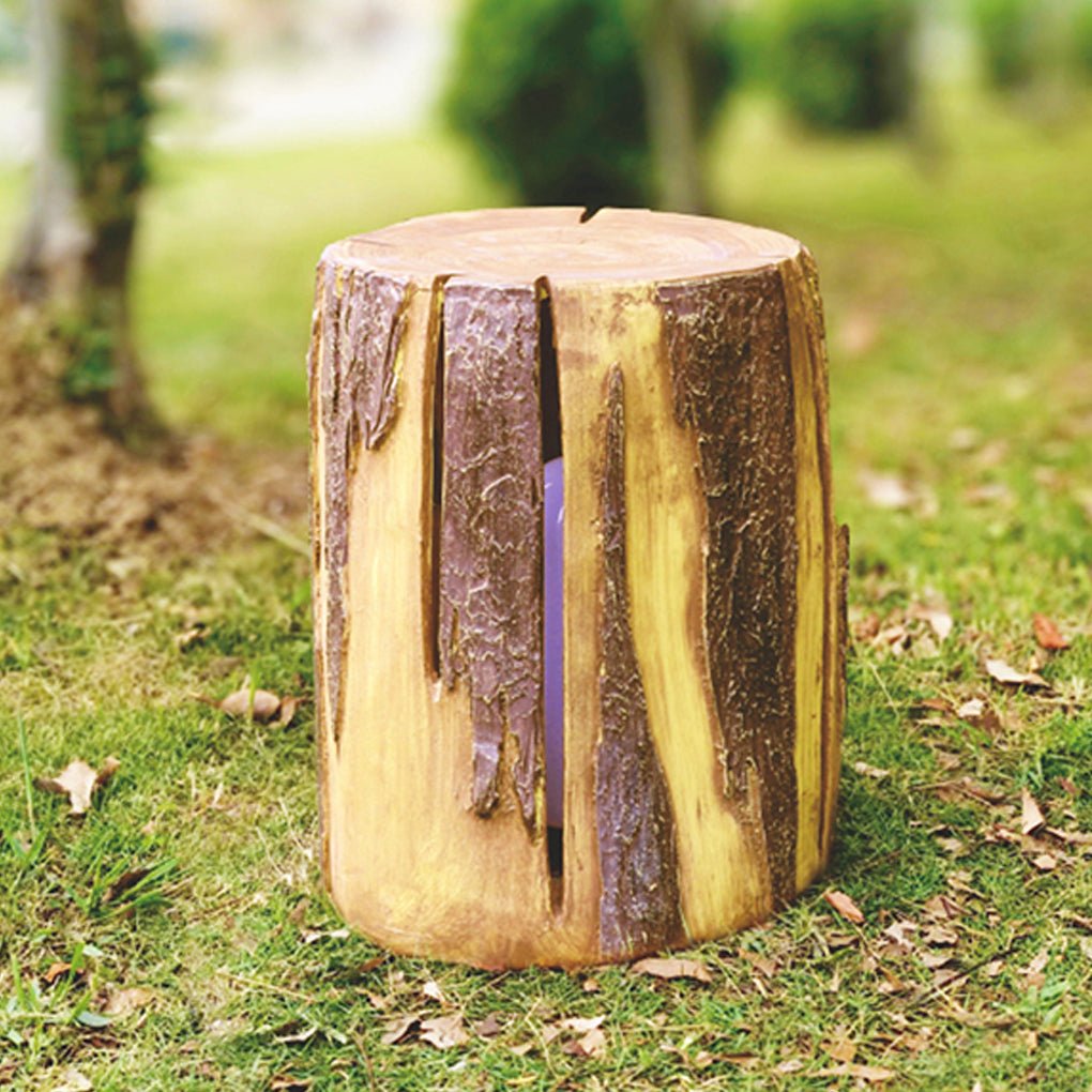 Realistic Tree Stump LED Outdoor Garden Lights - Cylindrical, Textured Design
