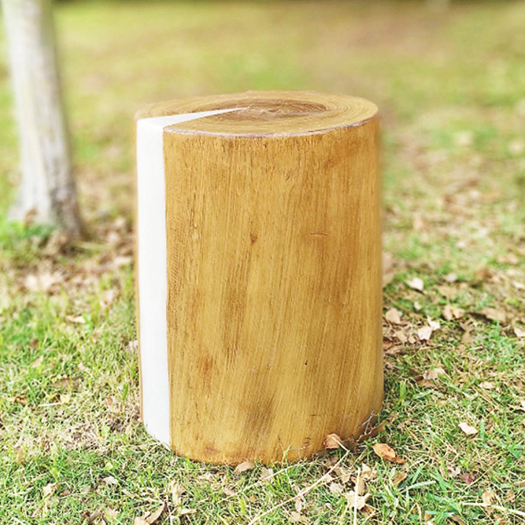 Realistic Tree Stump LED Outdoor Garden Lights - Cylindrical, Textured Design