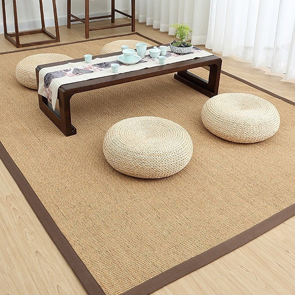 Sisal Hand Woven Straw Carpet Tea Table Mat Natural Farmhouse Area Rug - Dazuma