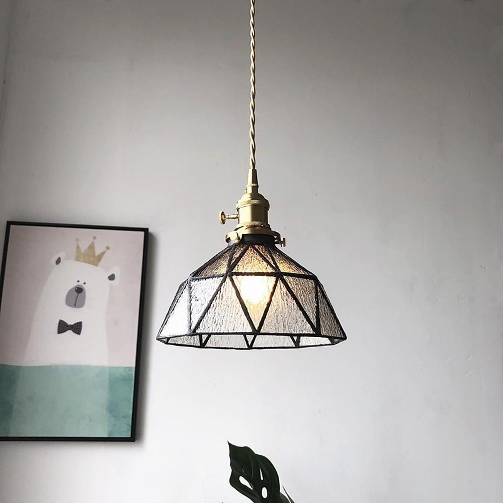 8'' LED 1-Light Single Design Pendant Light Nordic Style Vintage Glass Metal Island Lights