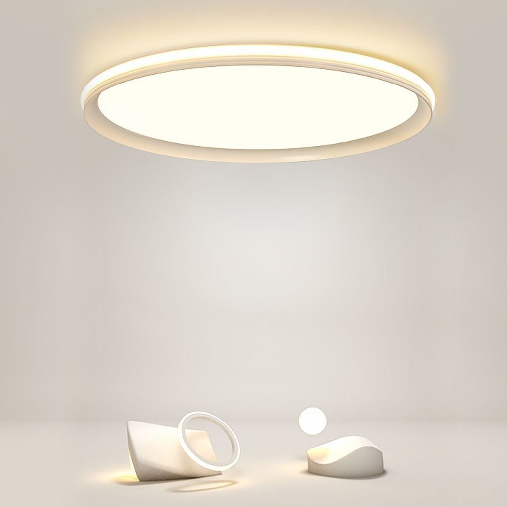 Slim ceiling light product display in a minimalist studio setting.
