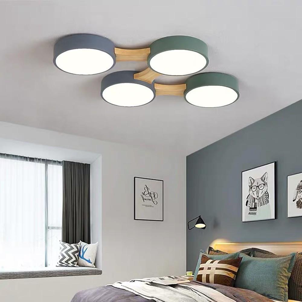 20'' LED 5-Light 4-Light 3-Light Lantern Desgin Flush Mount Lights Modern Wood Bamboo PVC Metal Ceiling Lights