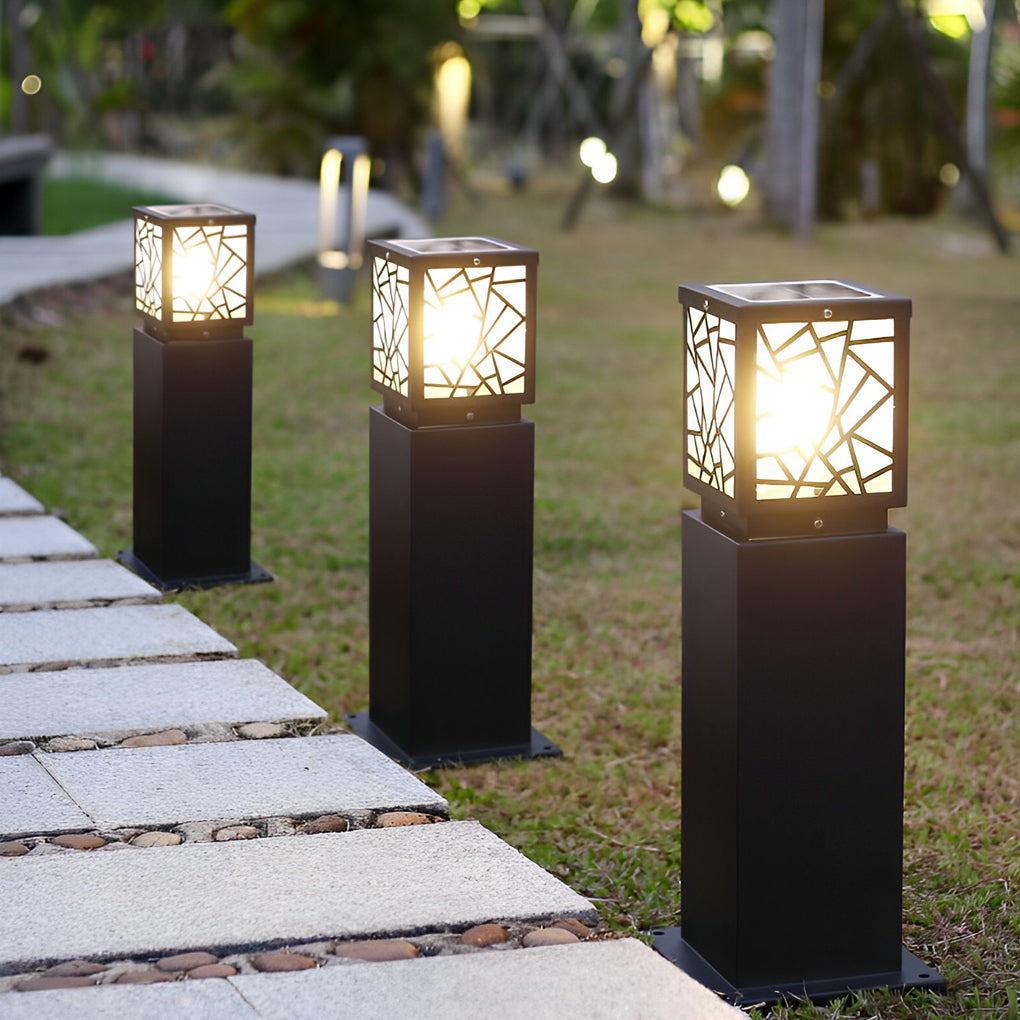 Path Bollard Solar Bollard Path Lights - Geometric Pattern Landscape Lamp – Dazuma