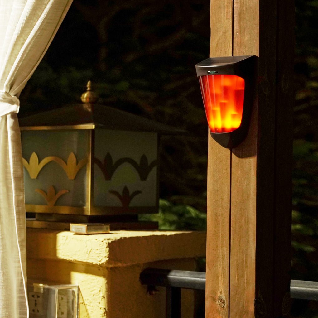 Solar Energy LED Outdoor Wall Lamp Flame Light Wall Sconce Lighting Wall Lights - Dazuma