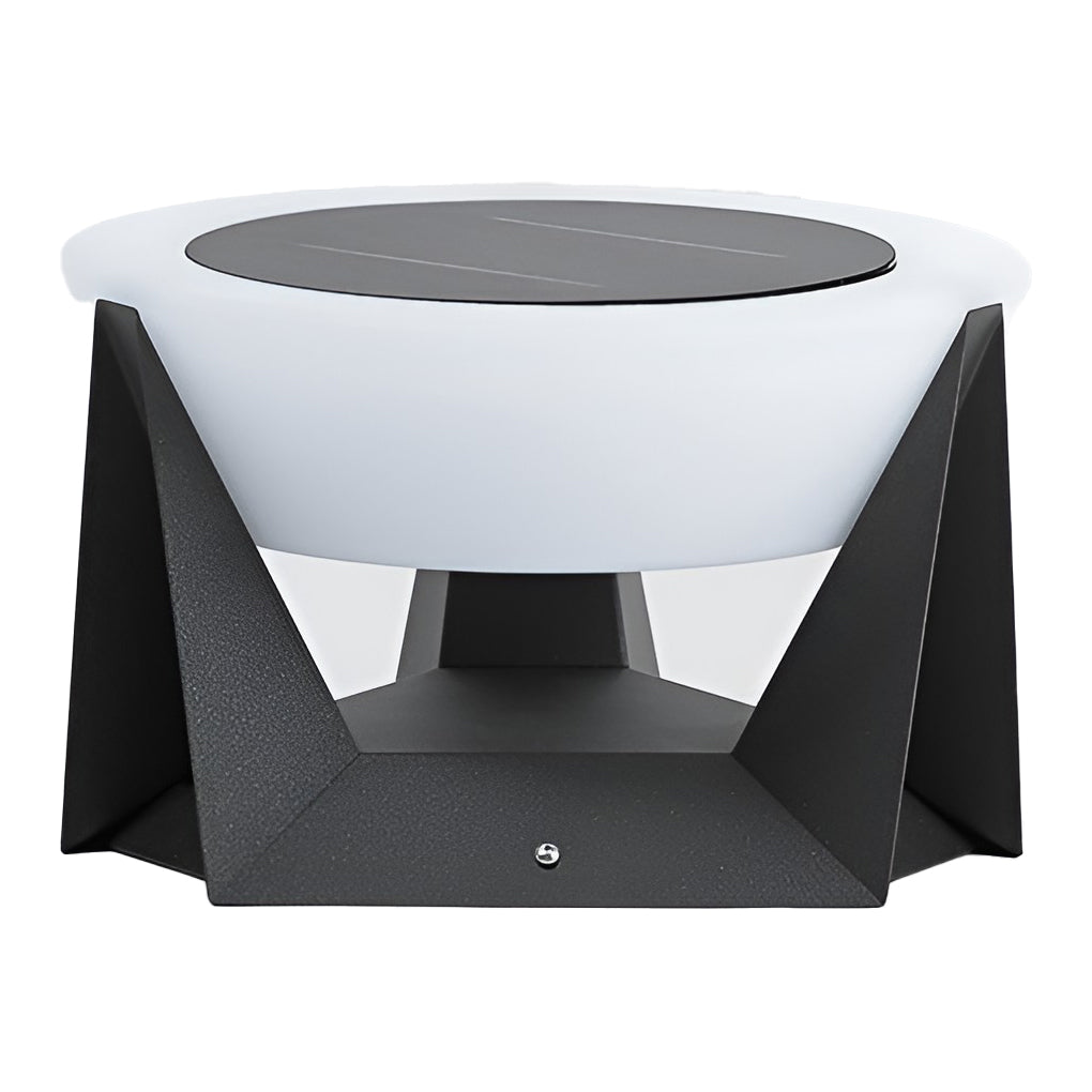 Solar fence pillar light isolated on white background, displaying full product shape and proportions.