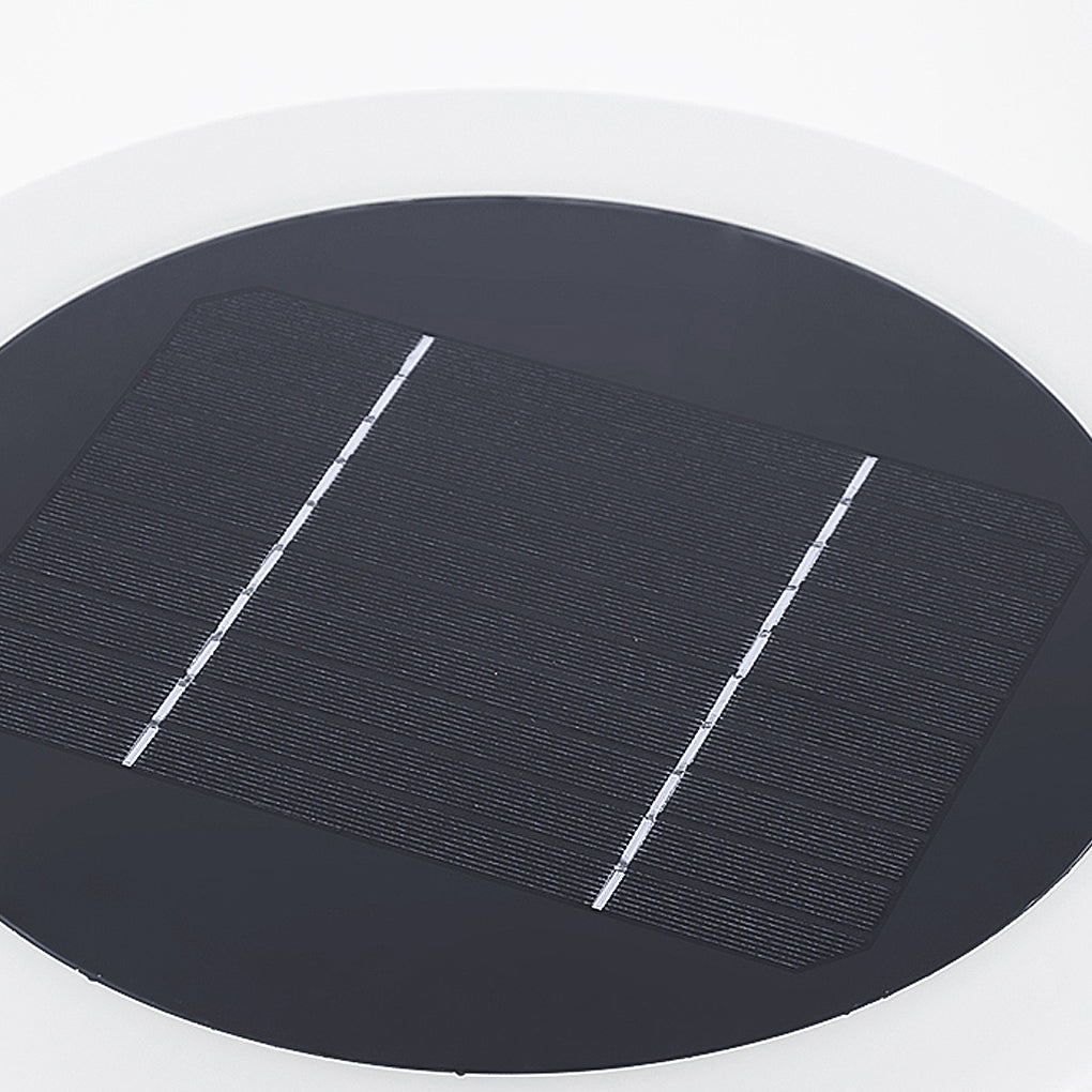 Solar fence pillar light top view featuring integrated solar panel for efficient energy collection.