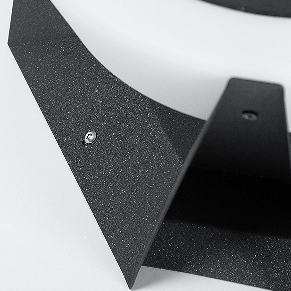 Solar fence pillar light detail showing angled support structure and durable outdoor finish.