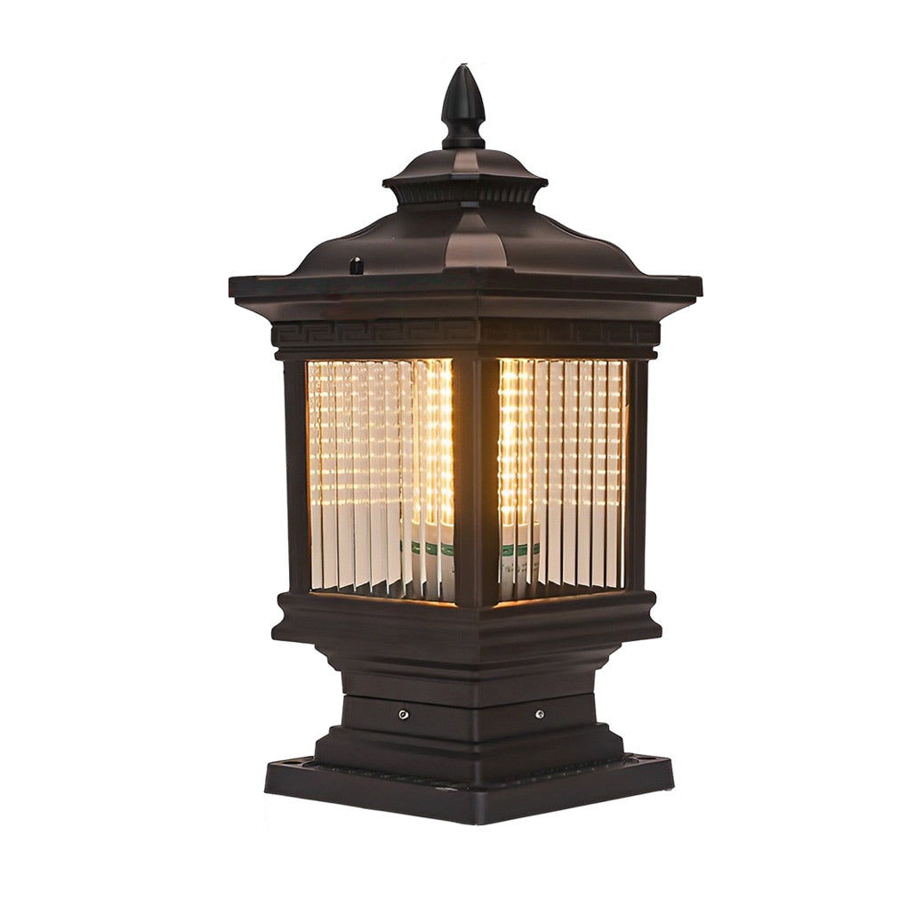 Solar garden post lights product image with traditional black finish, suitable for outdoor fence or pillar mounting.