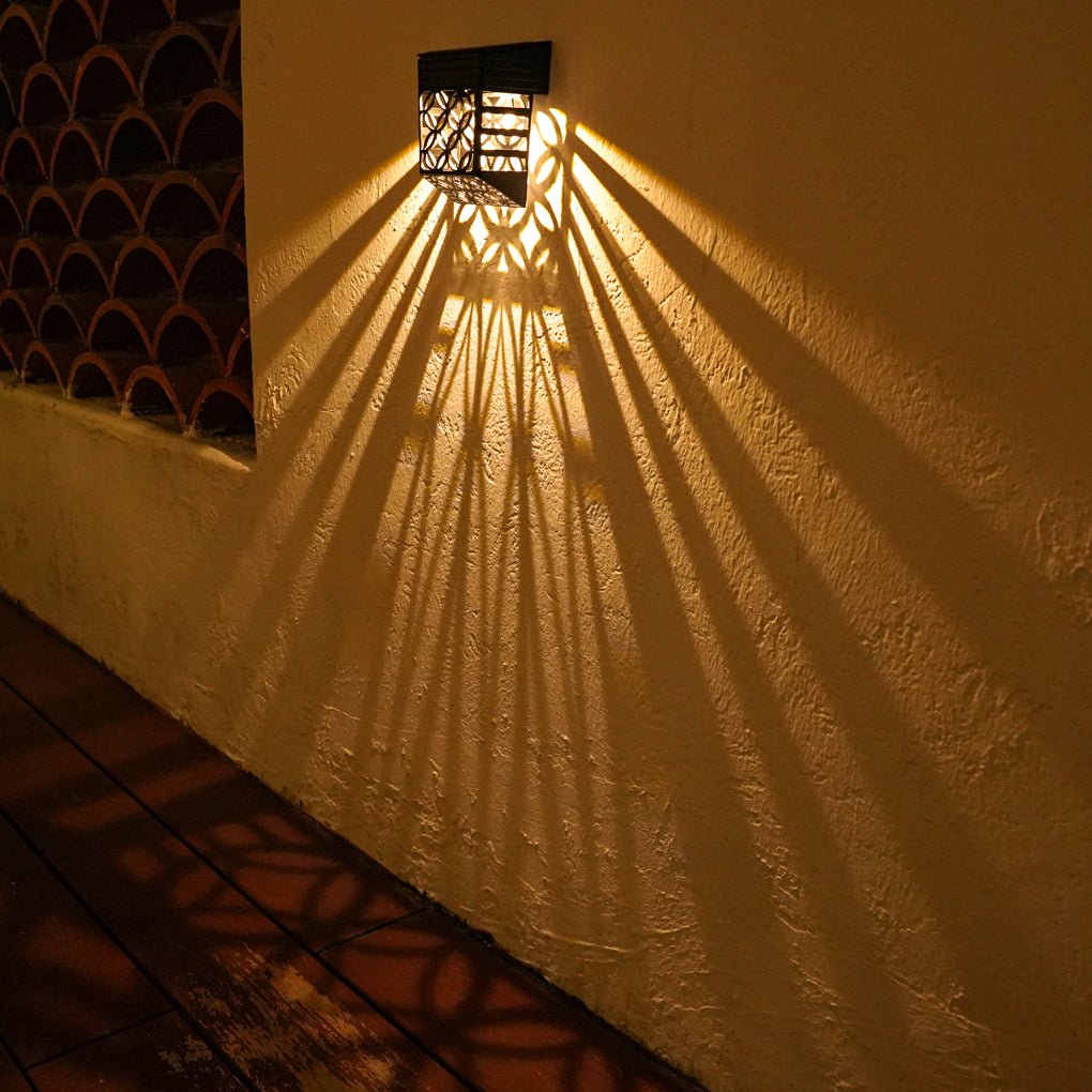 Solar Hollow Outdoor Wall Sconce Lighting Led Fence Wall Lamp Garden Lights - Dazuma