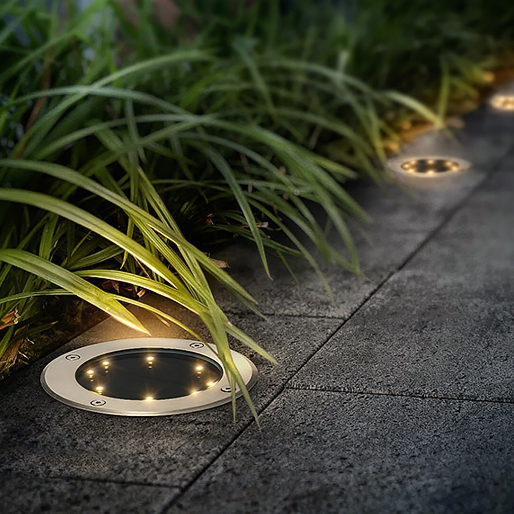 LED Waterproof Ground Dish Lights with Solar Top and Side Emitting Design