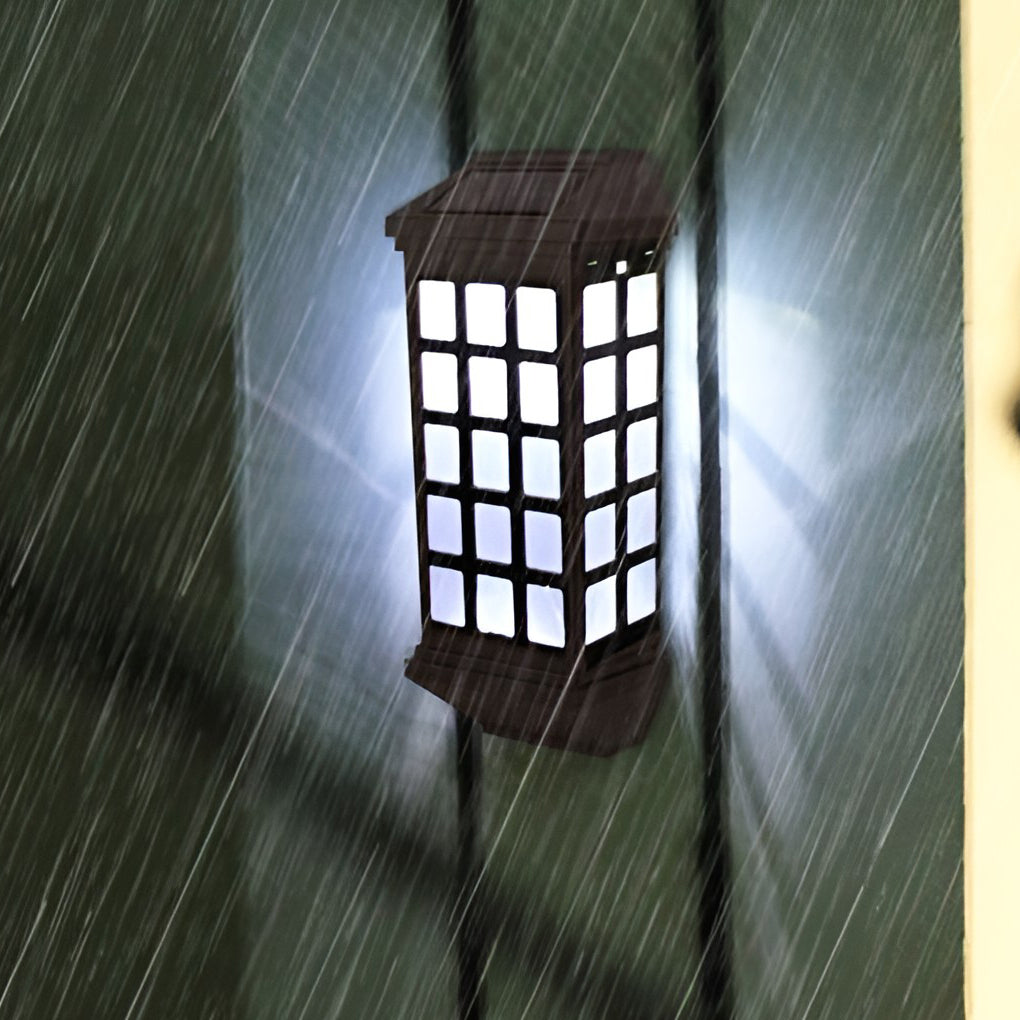Solar light outdoor wall operating in rainy weather, demonstrating weather-resistant and waterproof performance.