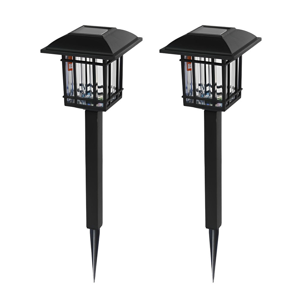 Solar outdoor lawn light with a close-up of its solar panel and modern structure.