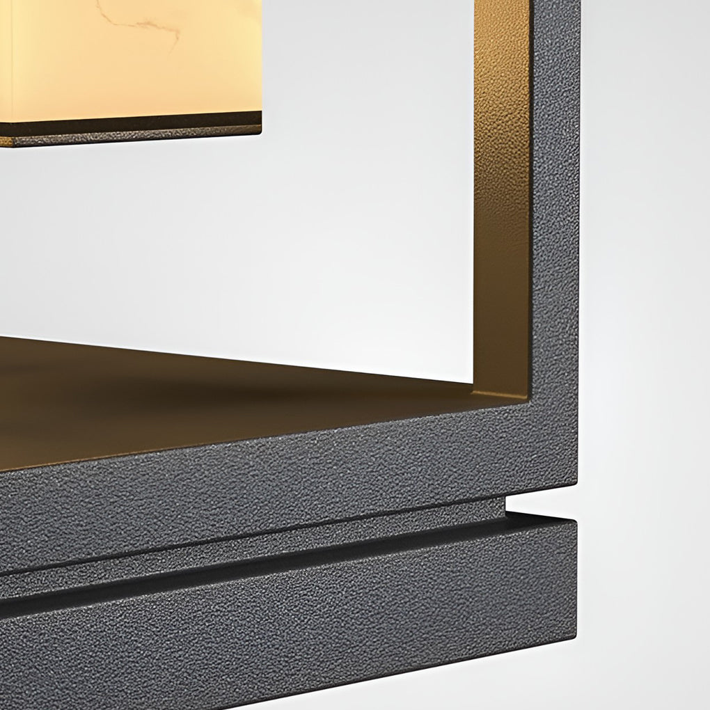 Solar pillar light top solar panel detail view